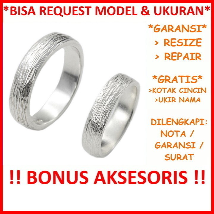 Garansi Silver Asli Gratis Ukir Nama Bisa Pesan Model Cincin Perak Couple Kawin Nikah Tunangan Id482