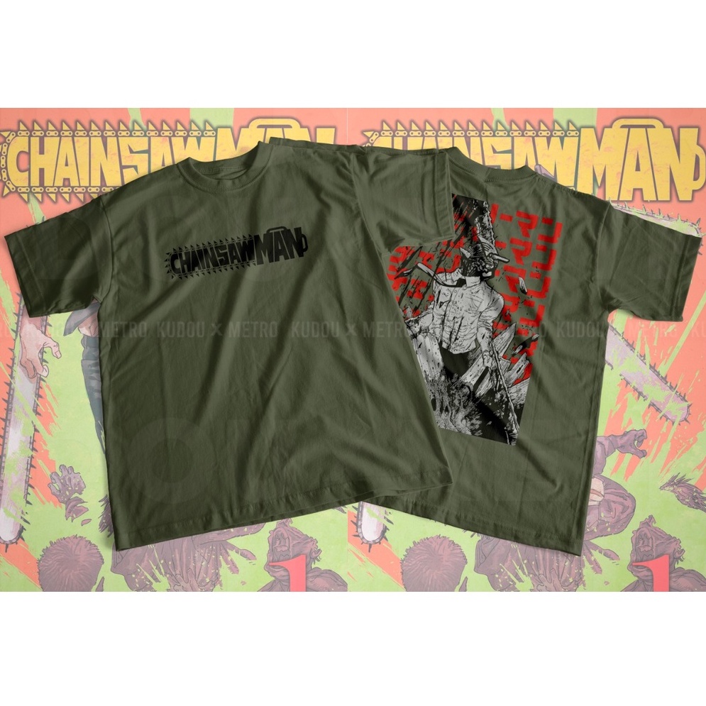 Kaos Chainsaw Man Black Anime Manga Premium Unisex