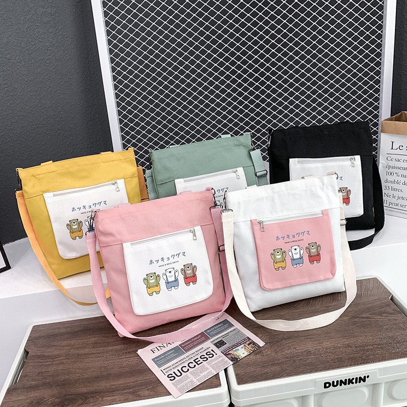 NAOMI - Tote Bag Import Kimberly -Tas Canvas - tas tote bag - Shoulder Bag - tas Wanita - Tas Murah Unik lucu