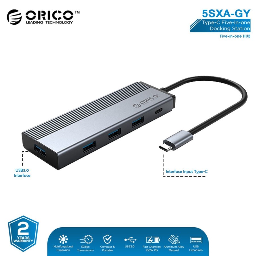 ORICO 5SXA 5 in 1 Type C Hub USB 3.0 PD