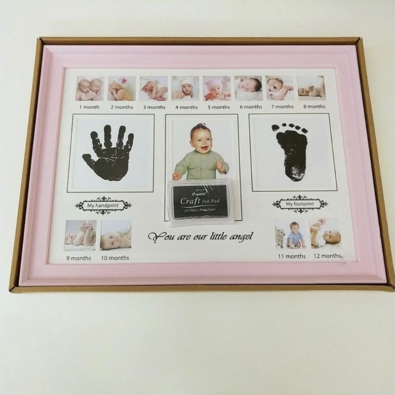 Mary Set Frame Foto + Cap Tangan / Kaki Bayi Newborn Dengan Bantalan Tinta