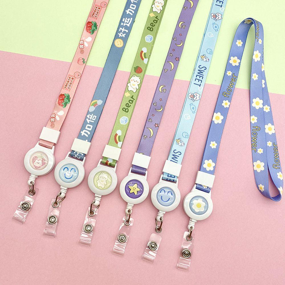 Lanfy Tali Lanyard Retractable Dengan Klip Holder Kartu ID Untuk Sekolah / Kantor