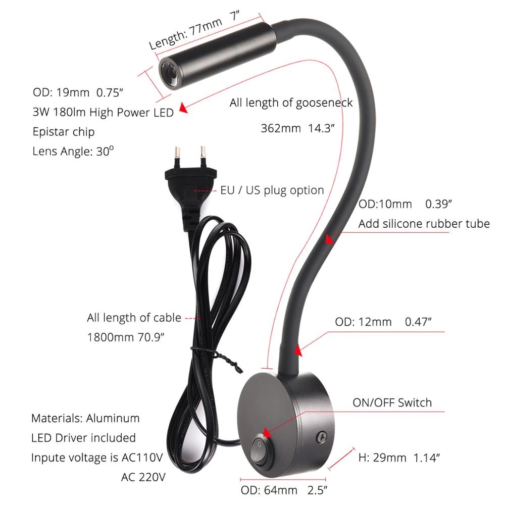 Lampu Baca LED Reading Lamp LED10 3W Warm White