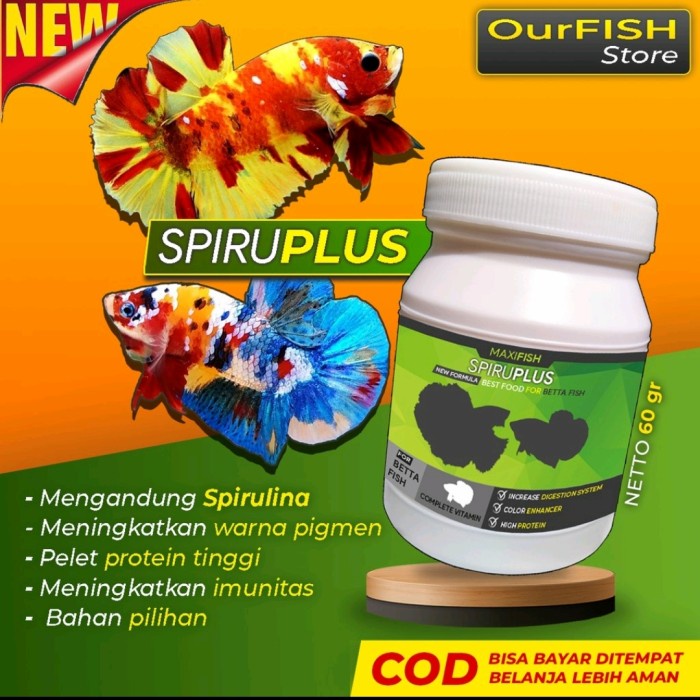 SPIRUPLUS - Pelet Cupang Premium With Spirulina 60 Gram