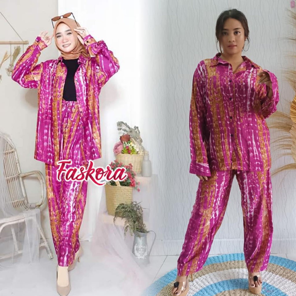 Set Rayon Lengan Panjang Bambu / Pakaian Setelan Wanita Model Terbaru Jumbo / Setelan Jumbo Murah