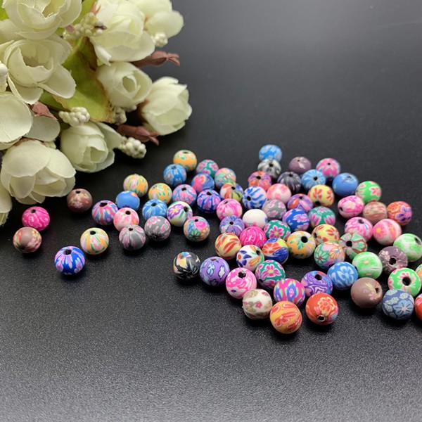 50pcs Manik-Manik Spacer Bahan Polymer Clay Lembut Ukuran 8mm Untuk Gelang