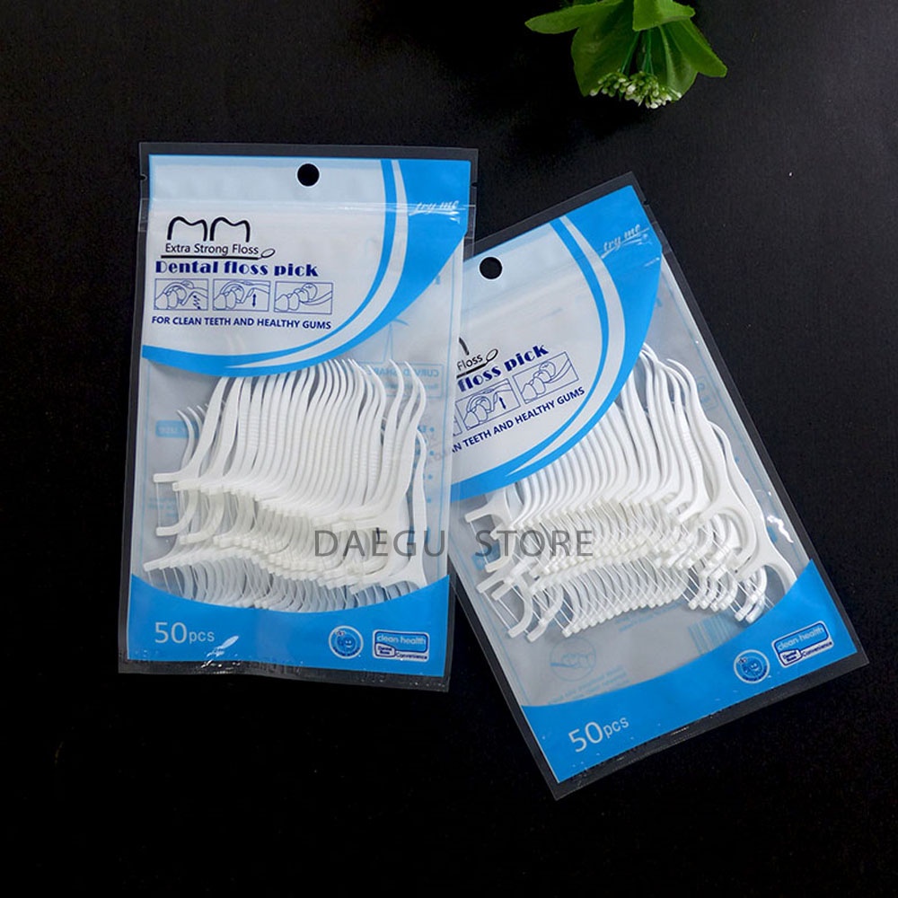 Tusuk Gigi Benang / Dental Floss Higienis Steril 1 Kantong isi 50 pcs