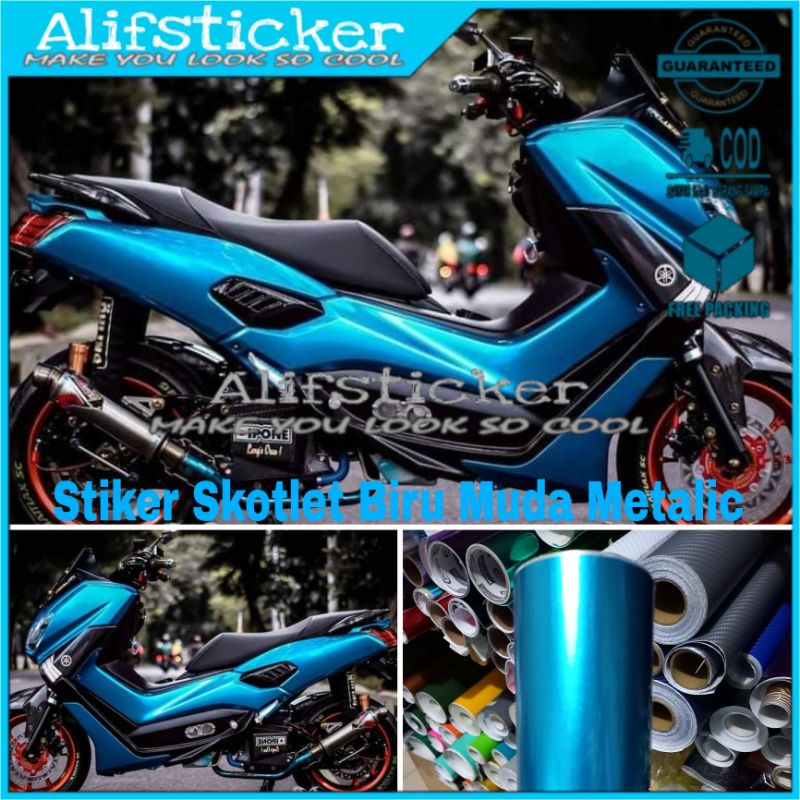 Jual Skotlet Biru Muda Metalik Candy Stiker Skotlet Metalic Candy Skotlet Motor Biru Muda Candy