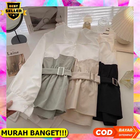 Gingham Top Blouse Wanita Terbaru Baju Atasan Muslimah Polos Korean Style Fashion Muslim Blous Mewah