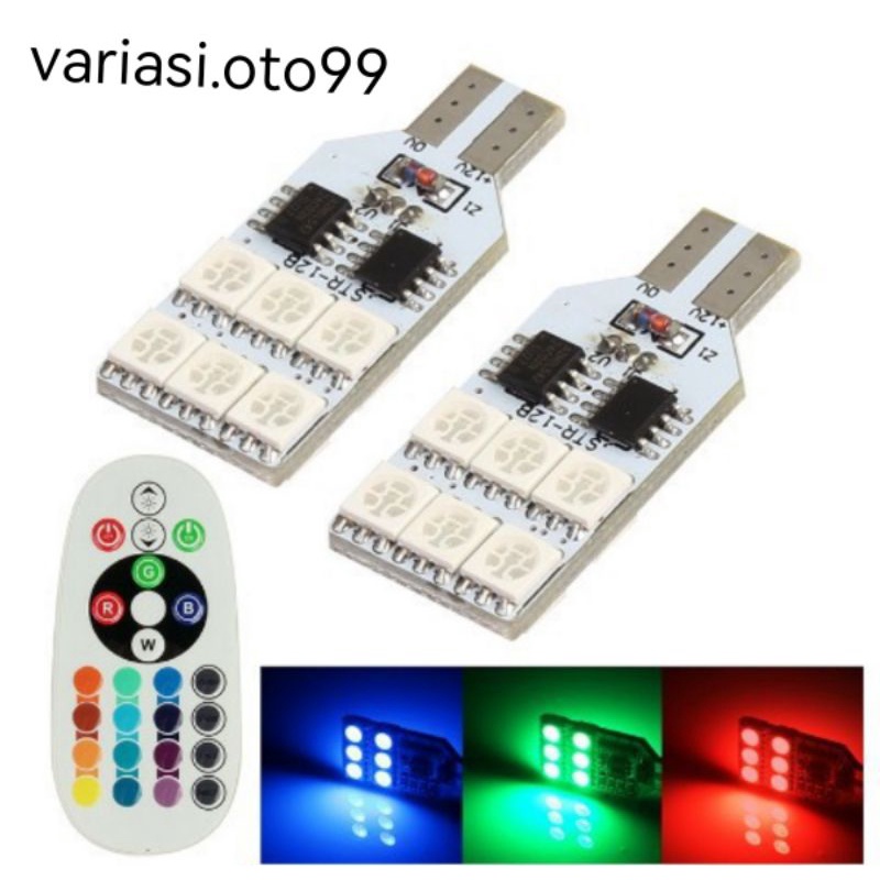 LAMPU LED SENJA KOTAK T10 5050 SMD RGB REMOT 12LED DAN 6LED