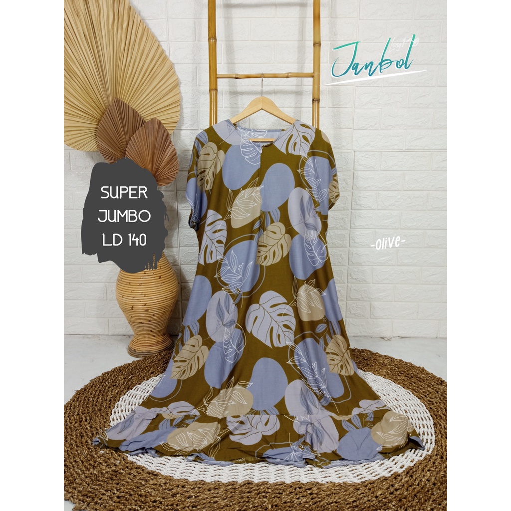 LD 140cm (40 Motif) Daster SUPER JUMBO dan Daster Kaftan LD 150cm Ruffle (Part 1) Daster Rempel JUMBO Daster Viral-Janbol Olive