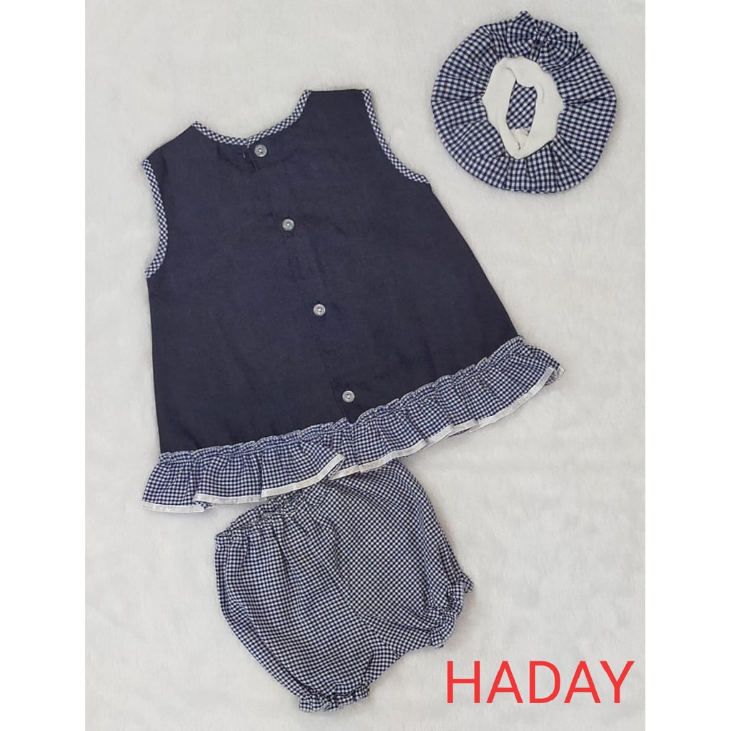 Setelan Baju Bayi Perempuan - Baju Dress Anak Bayi - Baju Anak Bayi Perempuan - Bahan Semi Jeans