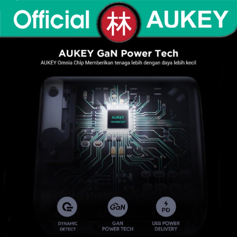 Aukey PA-B3 Wall Charger OMNIA Mix 65W 2 Port PD Charger