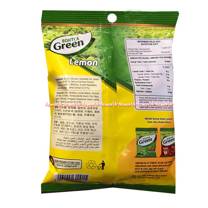 Bontea Green 50pcs Lemon Green Tea Candy With Lemon Splash Apple Permen Rasa Teh Hijau Apel Jeruk