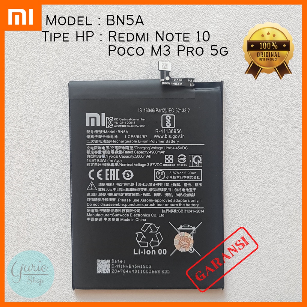 BATERAI BATTERY BATRE XIAOMI REDMI 10 POCO M3 PRO 5G BN5A ORIGINAL