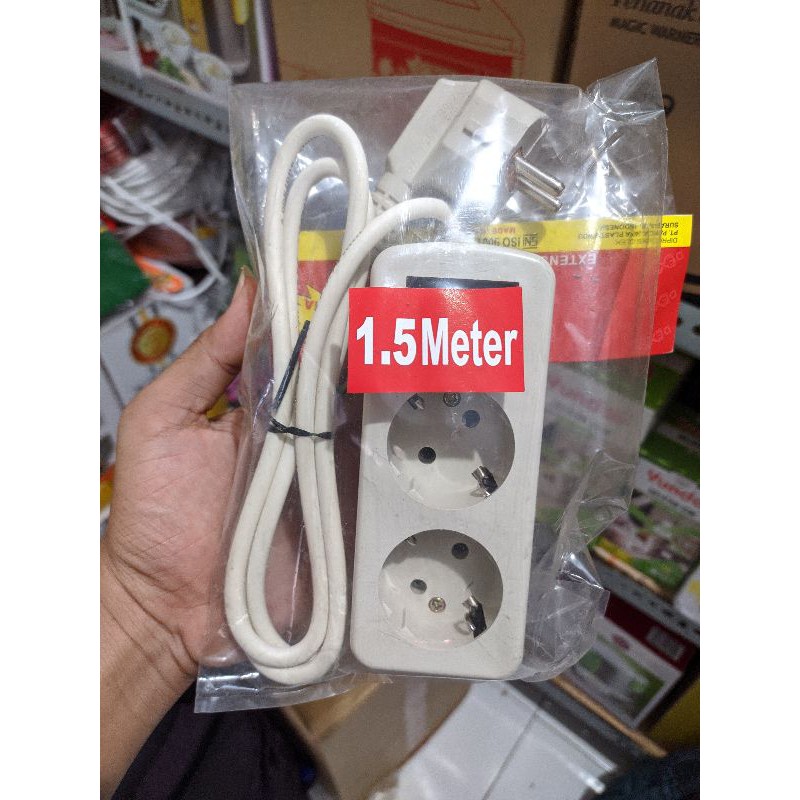 Stop kontak lubang 2 kabel 1.5 meter