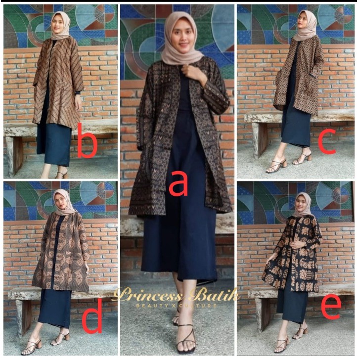 OUTER BLEZER LAWASAN COKLAT KULOT CARDI MOTIF CARDIGAN KANTONG  BATIK WANITA JUMBO LD 120 PREMIUM SU