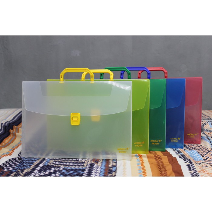 Carry file pegangan case box folio plastik transparan tempat dokumen