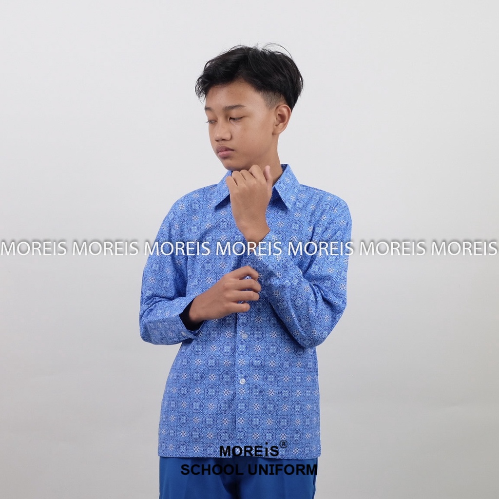 Seragam Baju Batik Panjang SD/MI/TK/PAUD JM Biru 003