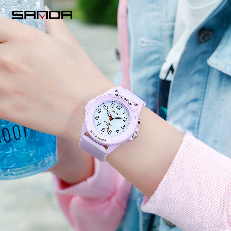 SANDA 6018 Jam Tangan Wanita Analog Tali Rubber Luminous Anti Air WATCHKITE WKOS