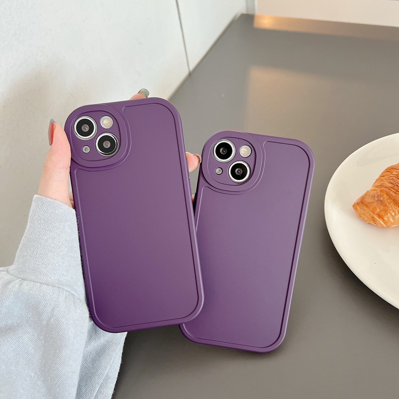 Casing hp Purple Silicone Case OPPO A3S A31 A53 A33 A9 A5 A57 F11 K3 K5 A52 A92 Reno 5 6 8 7Z XT VIVO Y11 Y12i Y15 Y17 Y20S Y12S Y20i V9 S1 V23E V23 V20 Pro Y19 Y93 Y91C Y91i Redmi 9T Note 9 10 Pro Girls Womens