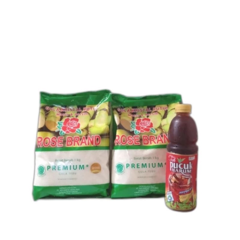 

Rose brand Gula premium 1 kg ( 2 pcs ) GRATIS 1teh pucuk botol