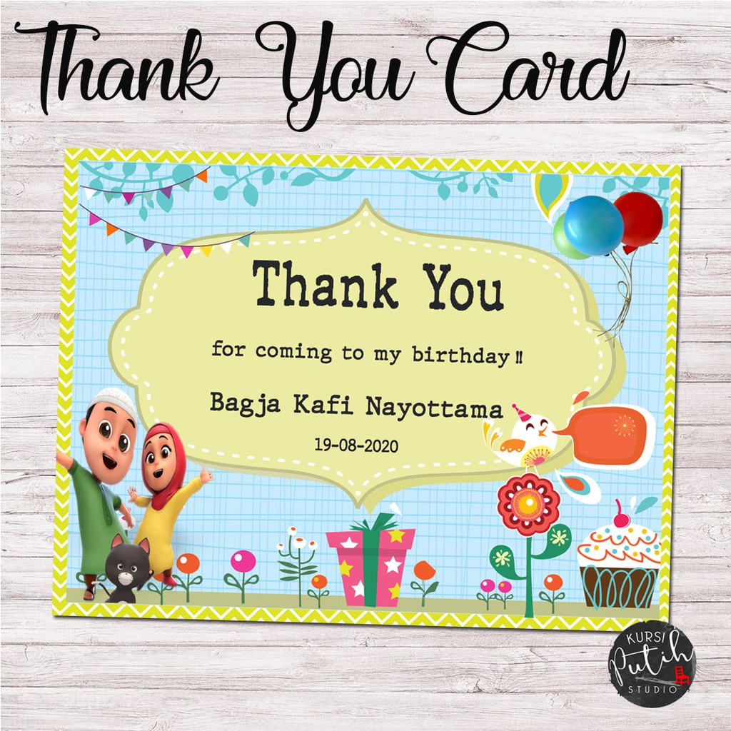 kartu ucapan ulang tahun tema nussa rara / birthday thank you card