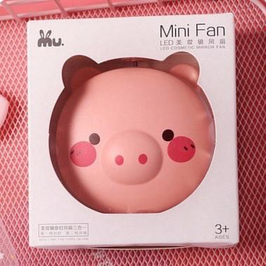 ☛TK☚ R191 Kipas Makeup LED Light 3 In 1 USB Charging / Kipas Mini Fan Cartoon / Cosmetic Mirror