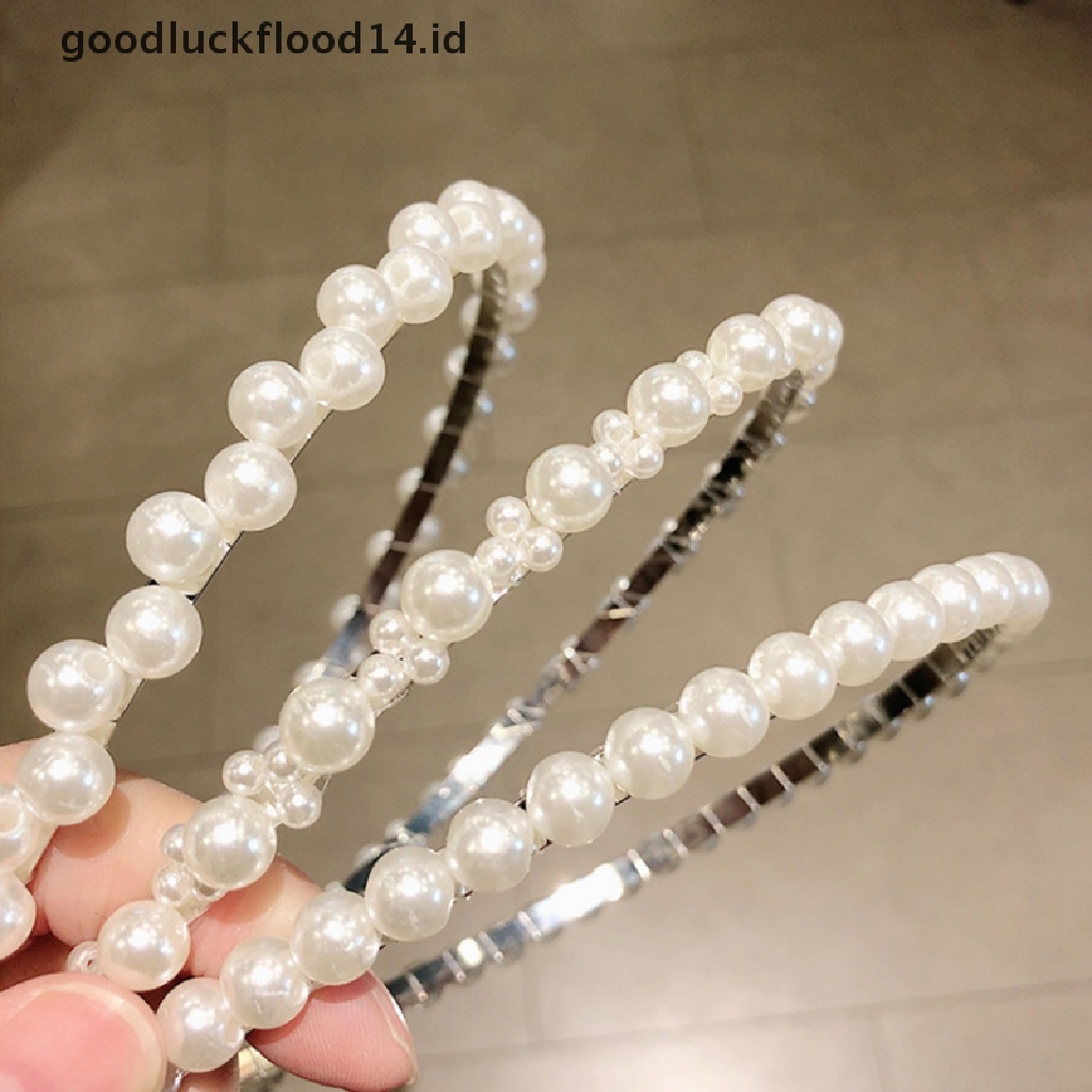 [OOID] Punk Women Pearls Simple Hairbands Sweet Headband Hair Hoops Holder Head Band ID