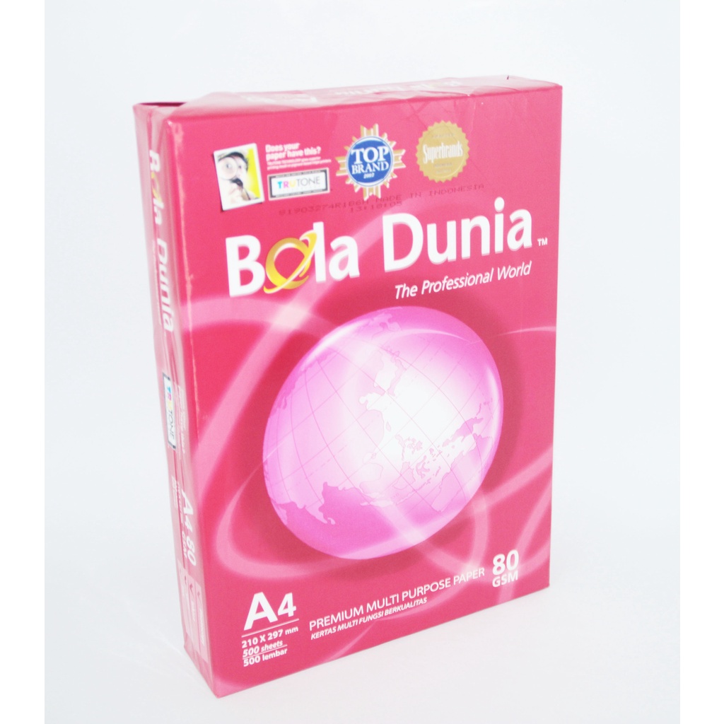 

Kertas Fotocopy HVS Bola Dunia Ukuran A4 80Gr Warna Putih