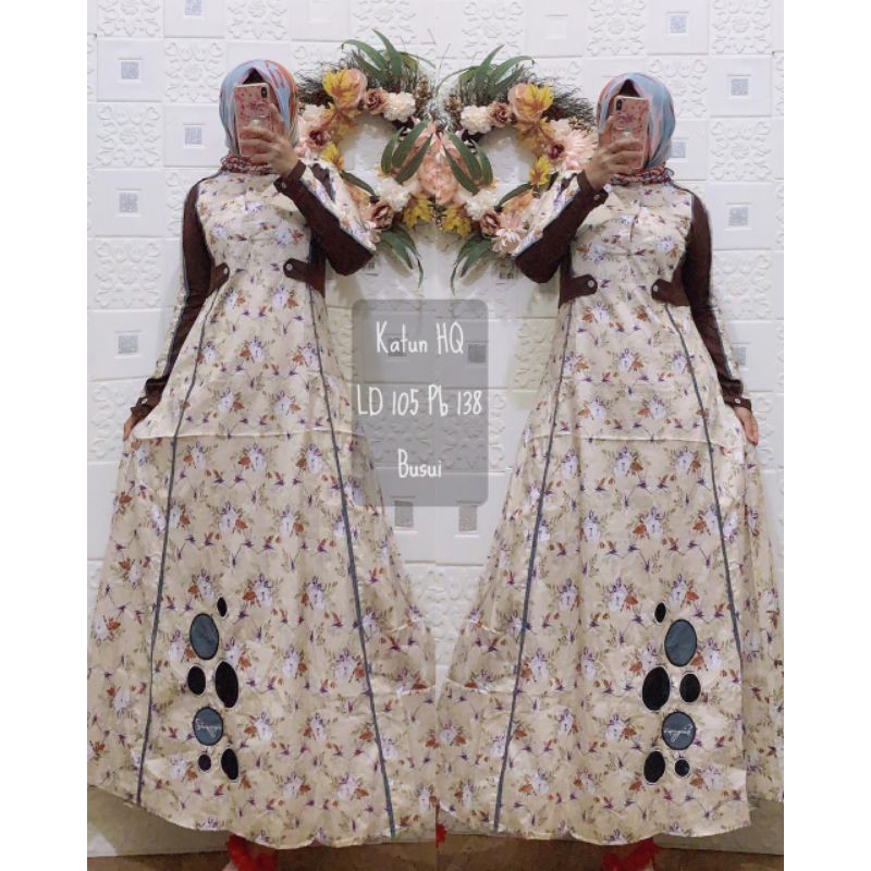 gamis inayah replica dannis motif bunga / gamis katun premium / gamis katun bunga / gamis terbaru