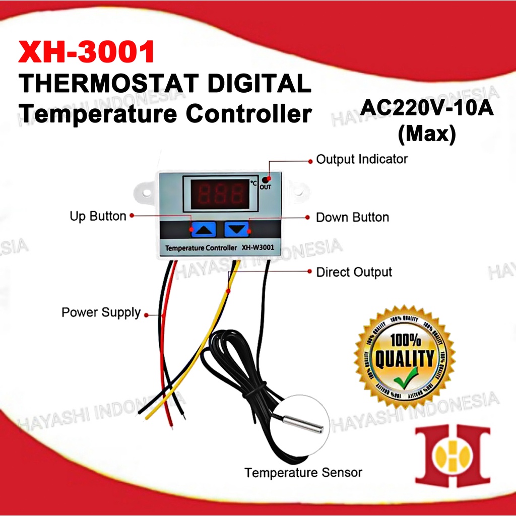 Thermostat Digital AC 220V Termostat Alat Pengatur Suhu W3001