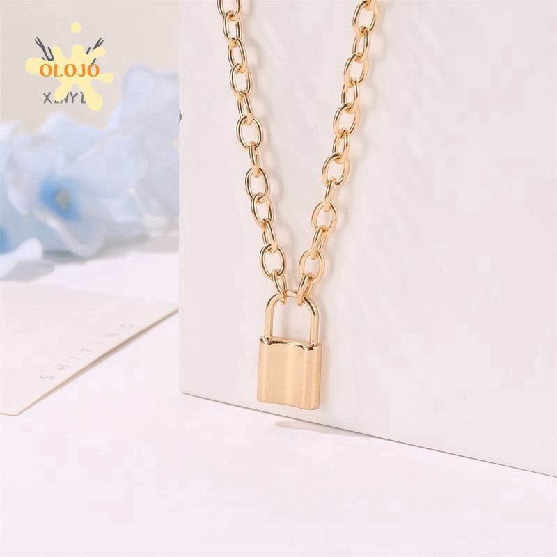 Kalung Rantai Gantungan Mode Kunci Kepribadian Kalung Gembok Stainless Steel Klavikula Gaya Boho Untuk Wanita Fashion Accessories  olo