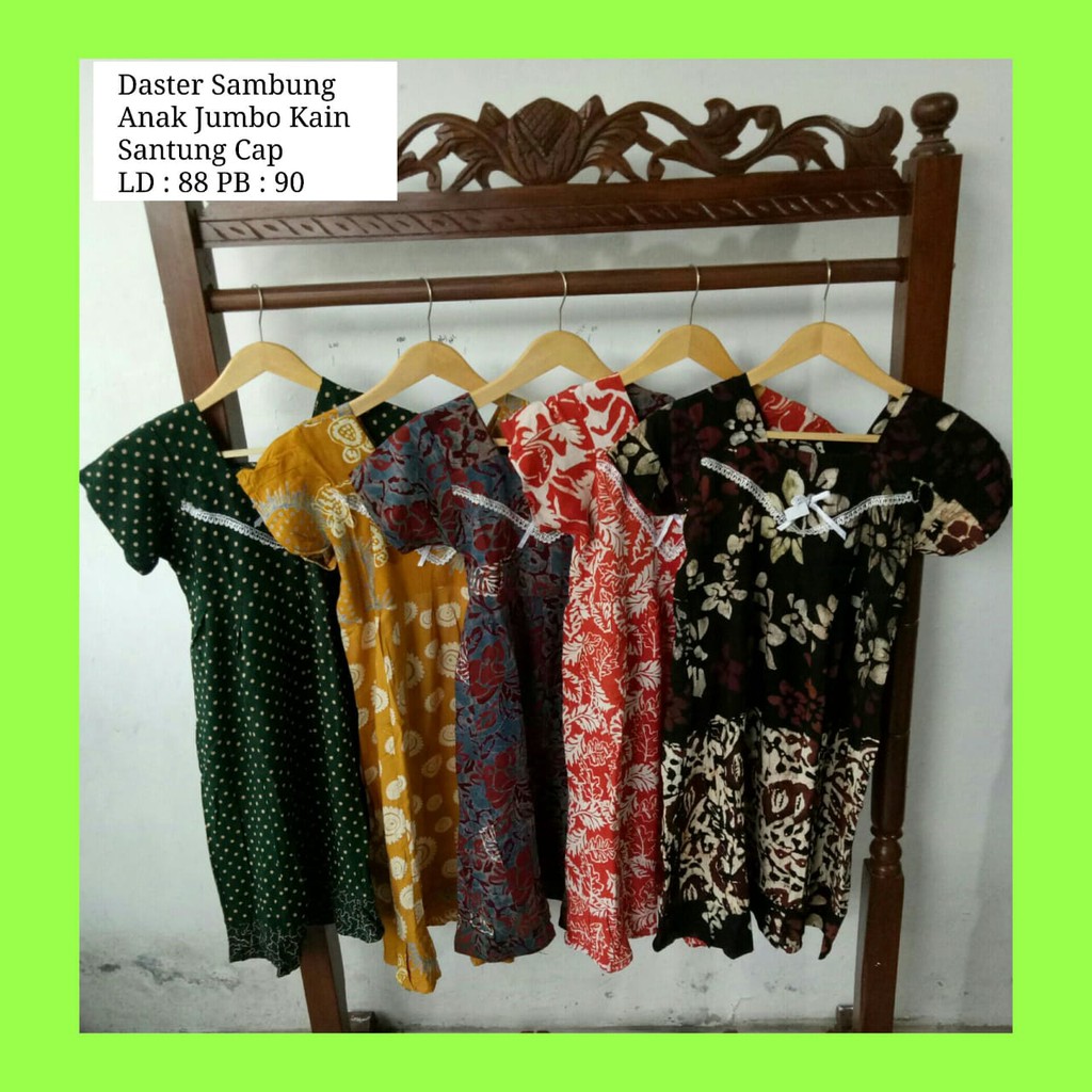 DASTER ANAK JUMBO KAIN PERCA SANTUNG CAP HARGA MURAH DALAM SUDAH DI OBRAS YA ....