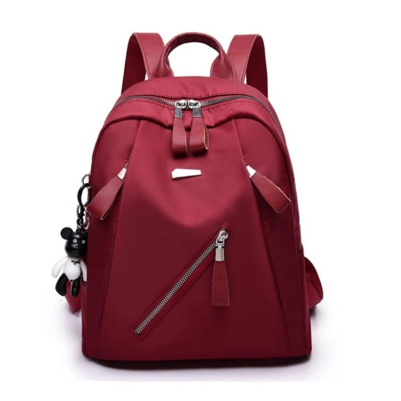 SKY - New Arrival Tas Wanita Ransel Zipper Tas Sekolah untuk Remaja Gadis Kecil Tas Ransel Wanita Tas B byMec33-Merah