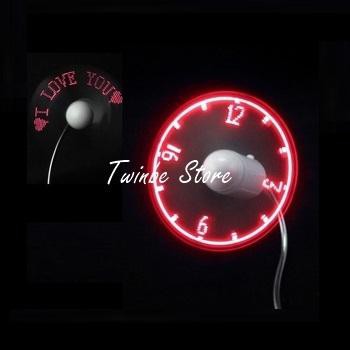 USB Fan Auto Clock & Text + LED Murah