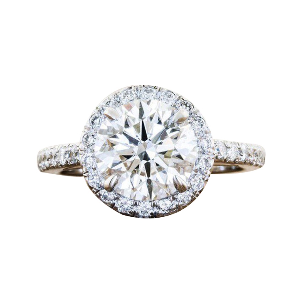 Hu Hu Hu Hu Hu Alat Bantu Pasang Kacamata♡ Cincin Wanita Hias Berlian Imitasi Bentuk Bulat Untuk Pesta Pernikahan