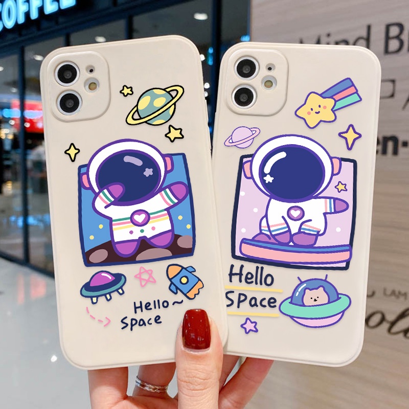 Soft Case TPU Motif Astronot Untuk OPPO A9 2020 A5 A12 A7 A92 A52 A55 A54 A74 A16 A15 A3S A5S A83 A736 A76 A96 A93 A53 A53 A33 A3 F3 A37