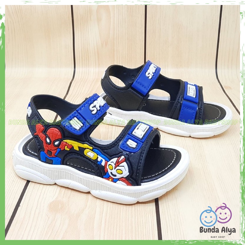 Sendal Anak Laki IMPORT Usia 1 Sampai 4  Tahun BIRU Model Tali Velcro - Sepatu Sandal Anak Model Keren Bahan Karet Elastis Anti Licin Nyaman Dipakai Size 21-30