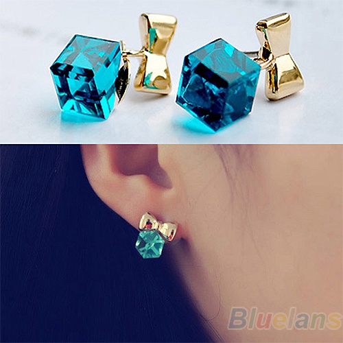 Hu Hu Hu Hu Hu Alat Bantu Pasang Kacamata♡ Anting Giwang Chic Model Pita Dengan Berlian Imitasi Berkilau Untuk Wanita