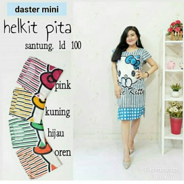 Daster midi asli solo motif hello kitty ecer grosir murah