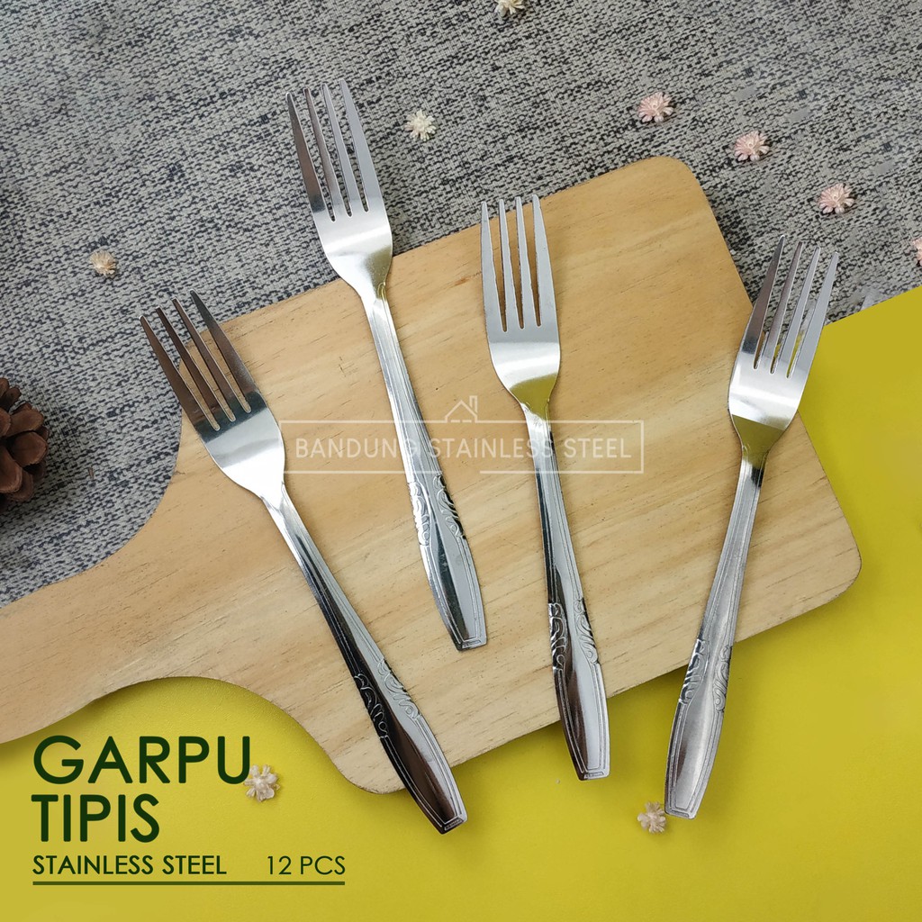 murah 12 pcs garpu Tipis stainless steel / Garpu Tipis
