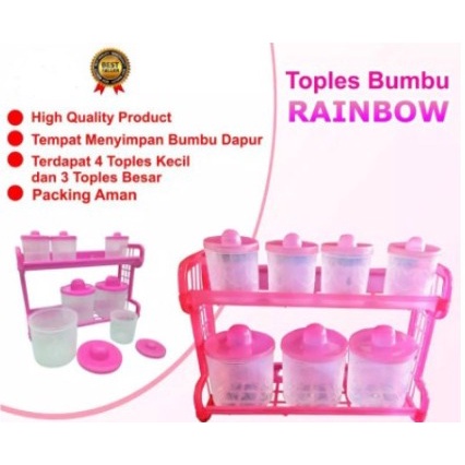 KITCHEN SET MONICA 7 IN 1 / TEMPAT BUMBU DAPUR 1 BOX ISI 7 PCS FREE PACKING DUS VD