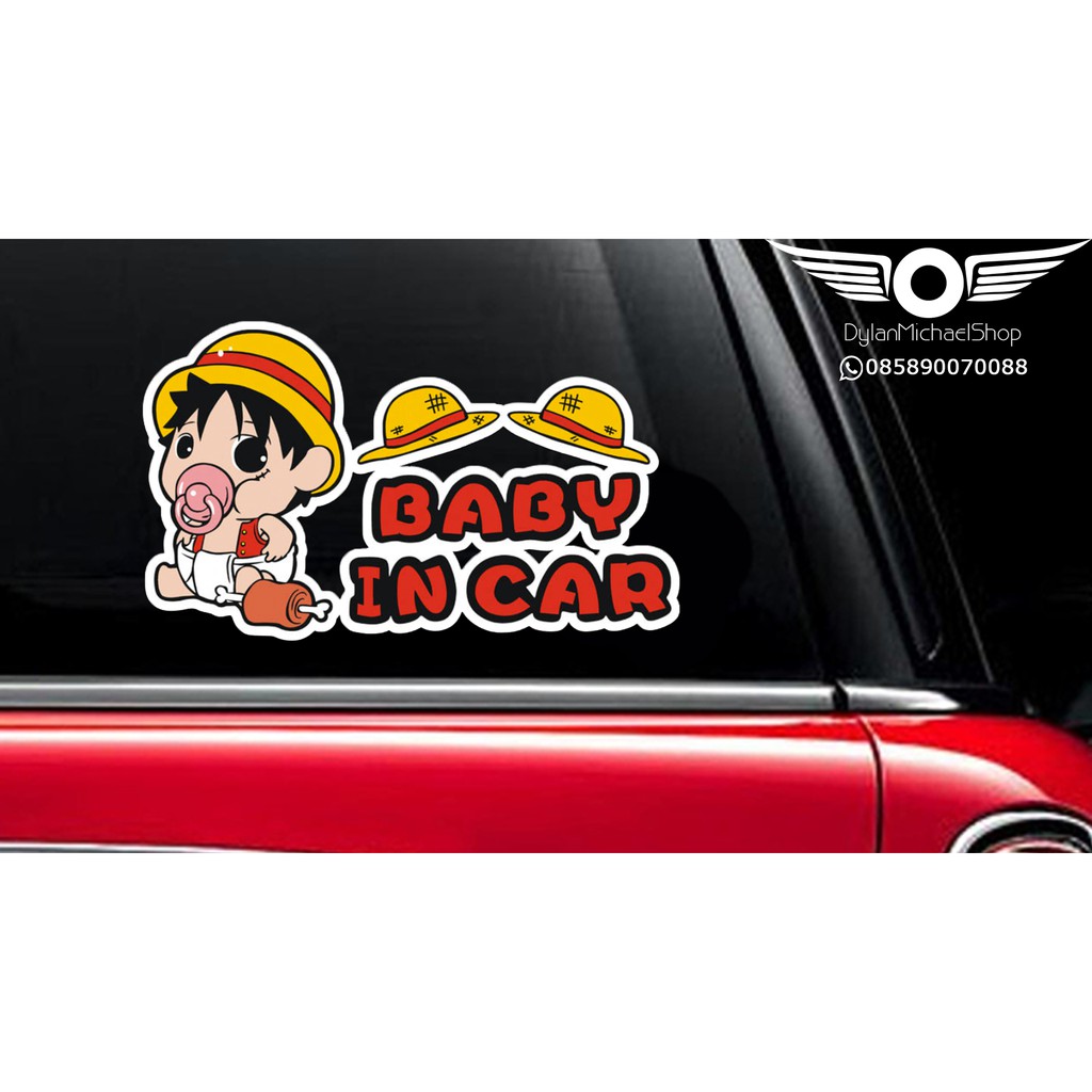 Stiker Mobil Baby On Board Luffy one Piece Color Body Kaca Car Sticker