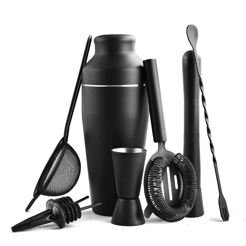 Shaker Cocktail Set  8pcs Black Matte / Shaker Minuman Bartending Barista Bartender Bar Tools / Muddler Strainer Bar