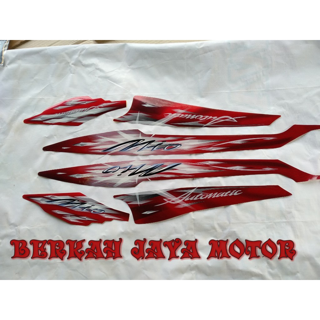 STRIPING MOTOR STICKER MOTOR LIS BODY MOTOR YAMAHA MIO SPORTY SMILE 2009 BODY FULL MERAH MAROON