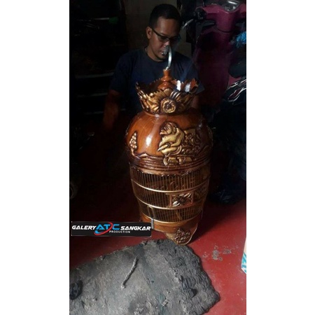 sangkar perkutut jati ukir semar