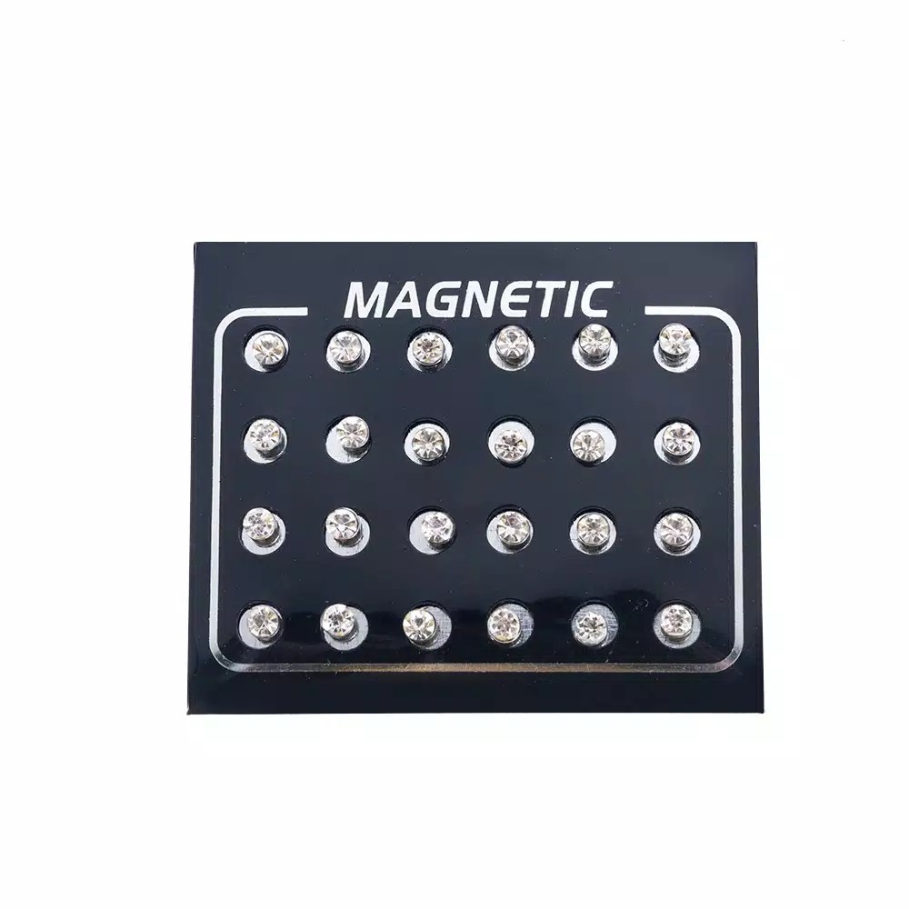 12pcs Anting Klip Magnetik Berlian Imitasi Untuk Pria Wanita Tanpa tindik