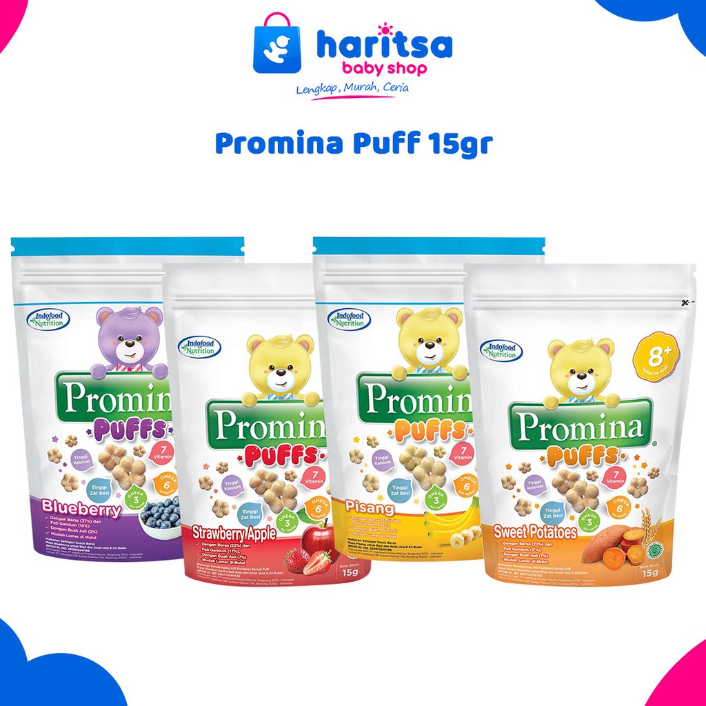 Promina Puff Snack Bayi 15 gr / Snack Bayi puffs Usia 8+ / Cemilan Bayi