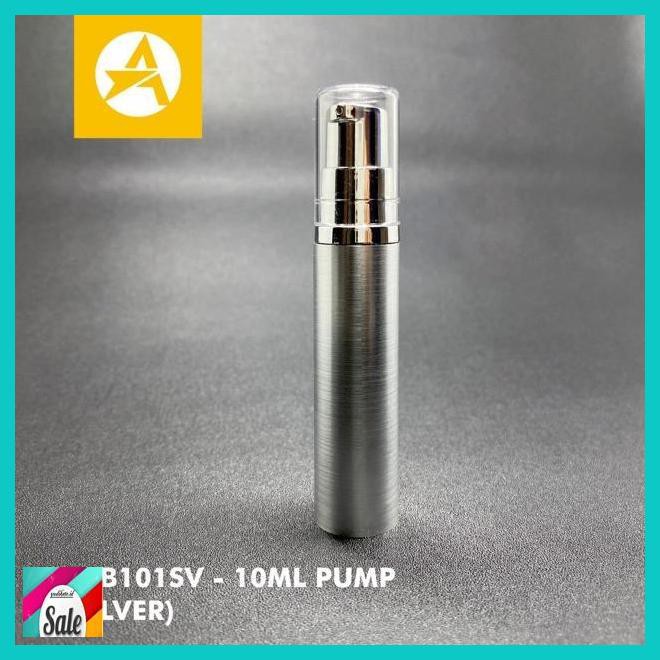 MAKEUPKEMASAN- BOTOL AIRLESS PUMP 10ML / BOTOL SERUM AIRLESS PUMP 10 ML SILVER -KECANTIKAN.